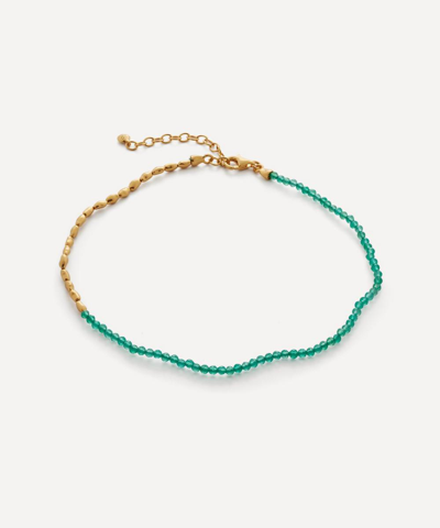 Shop Monica Vinader Gold Plated Vermeil Silver Mini Nugget Gemstone Beaded Anklet In Multi