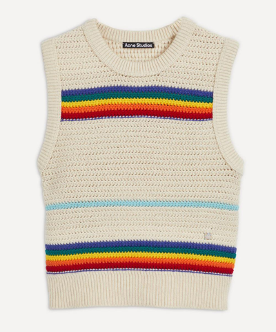 Shop Acne Studios Women's Rainbow Crochet Knitted Wool Vest In Multi