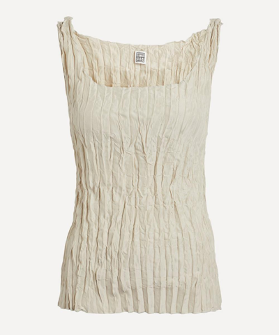 Shop Totême Women's Crinkled Silk Tank-top In Light Hay