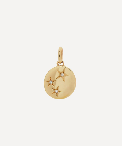 Liberty 9ct Gold Handmade Ianthe Star Triple Diamond Pendant In Gold