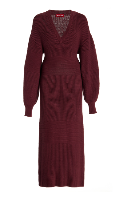 Shop Staud Women's Carnation Knit Midi Dress In Burgundy