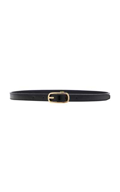 Shop Totême Women's Slim Leather Belt In Black