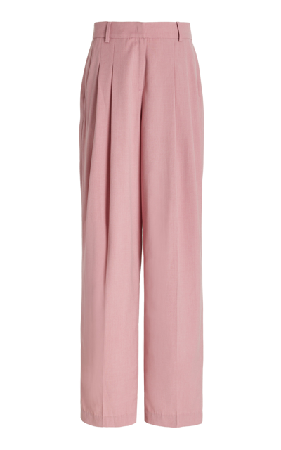 Shop The Frankie Shop Gelso Pleated Suiting Wide-leg Trousers In Pink