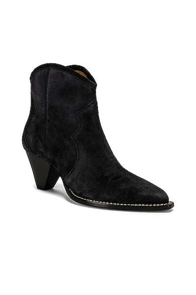 Isabel Marant Darizo Suede Western Booties In Faded Black