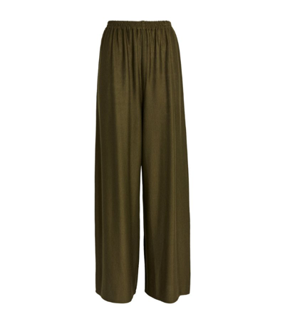 Shop Eskandar Cashmere-silk Flared Trousers In Green