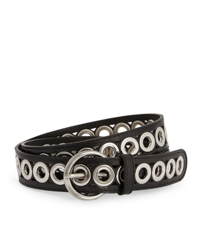 Shop Sandro Leather Loop-embellished Belt In Black