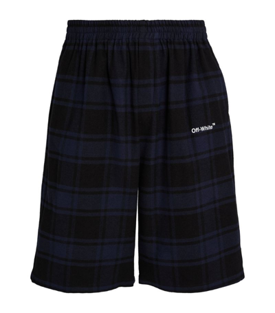 Shop Off-white Check Print Shorts In Navy