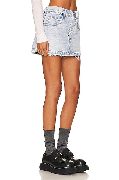 Shop Alexander Wang Frayed Edge Low Mini Skirt In Pebble Bleach