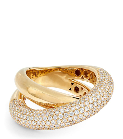 Shop Engelbert Yellow Gold And Diamond Loop Ring (size 56)