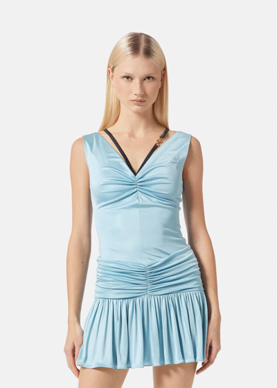 Shop Versace Medusa Mini Dress, Female, Light Blue, 44