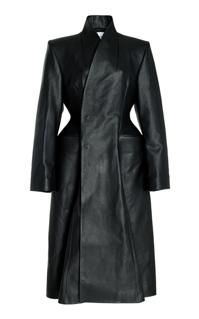 Shop Balenciaga Women's Leather Hourglass Coat In Black