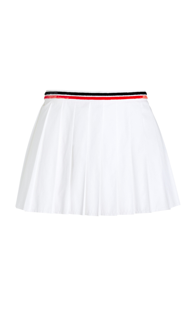 Miu Miu Stripe-waist Pleated Mini Skirt In White