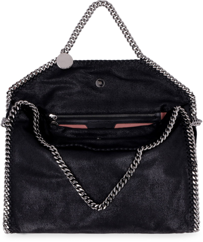 Stella Mccartney Faux Python Falabella Small Tote In Black