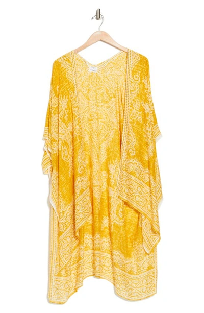 Shop Melrose And Market Melrose & Market Printed Ruana In Yellow Combo