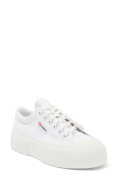 Shop Superga Lace-up Platform Sneaker In White