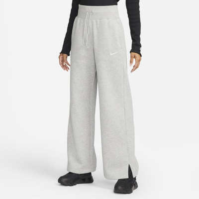 Shop Nike Women's  Sportswear Phoenix Fleece High-waisted Wide-leg Sweatpants In Grey