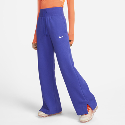 Shop Nike Sportswear Phoenix Fleece Women's High-waisted Wide-leg Sweatpants In Lapis,sail