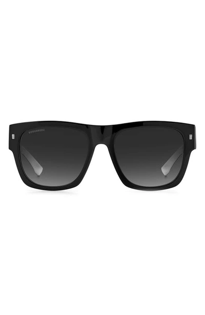 Shop Dsquared2 55mm Square Sunglasses In Black White / Grey Shaded
