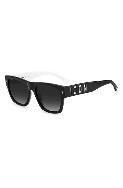 Shop Dsquared2 55mm Square Sunglasses In Black White / Grey Shaded