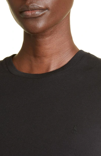 Shop Saint Laurent Crop Cotton Jersey T-shirt In Noir