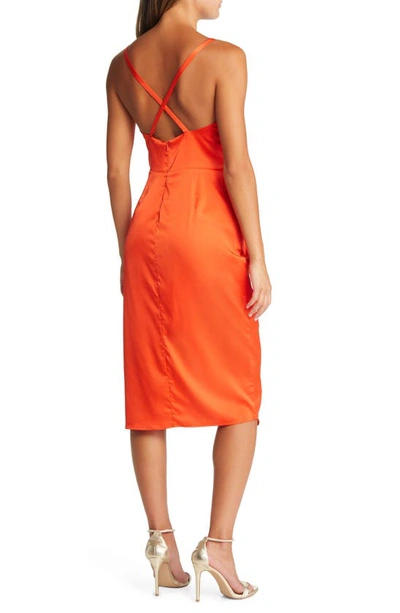 Shop Adelyn Rae Lydia Open Back Satin Dress In Orange