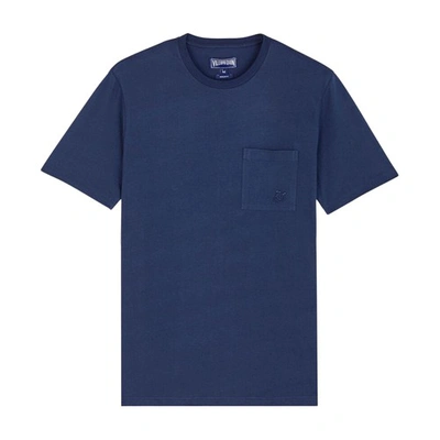Shop Vilebrequin Organic Cotton T-shirt Solid In Navy_blue