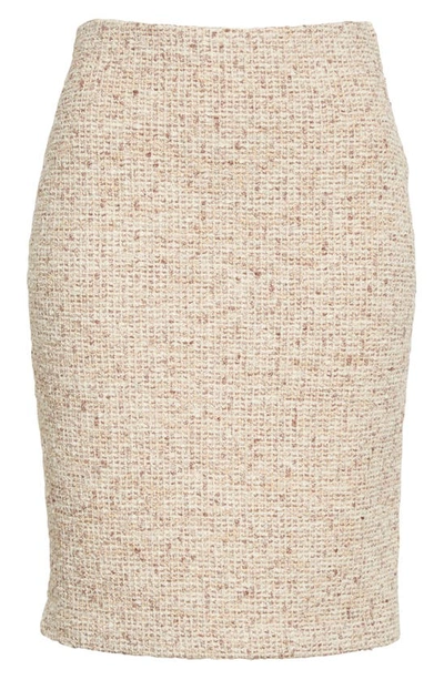 St John Metallic Eyelash Knit Skirt In Brown Multi