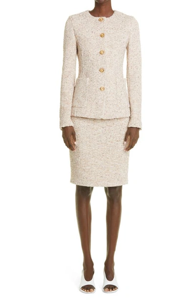 St John Metallic Eyelash Knit Skirt In Brown Multi
