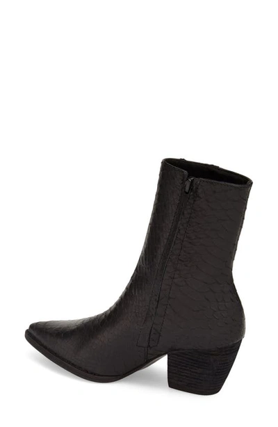 Shop Matisse Caty Western Pointed Toe Bootie In Black Croc Embossed Leather