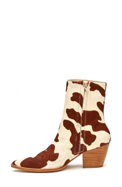 Shop Matisse Caty Western Pointed Toe Bootie In Brown/ White Calf Hair