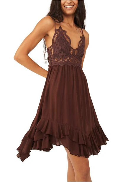 Shop Free People Intimately Fp Adella Frilled Chemise In Chocolate