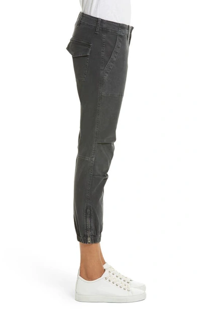 Shop Nili Lotan Stretch Cotton Twill Crop Military Pants In Carbon