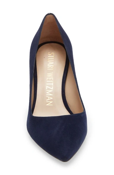 Shop Stuart Weitzman Linsi 75 Pointed Toe Pump In Nice Blue