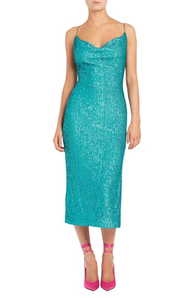 Shop Rebecca Vallance Missing Hours Sequin Dress In Turquoise
