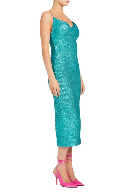 Shop Rebecca Vallance Missing Hours Sequin Dress In Turquoise