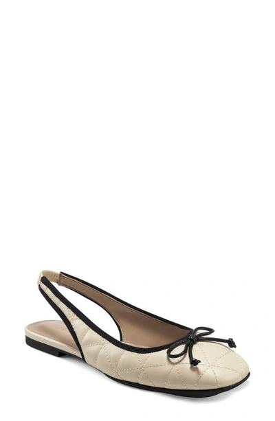 Shop Aerosoles Catarina Quilted Slingback Flat In Off White Leather