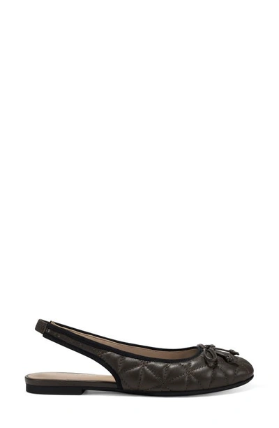 Shop Aerosoles Catarina Quilted Slingback Flat In Dark Brown Leather
