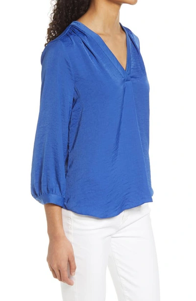 Shop Vince Camuto Rumple Fabric Blouse In Deep Azure