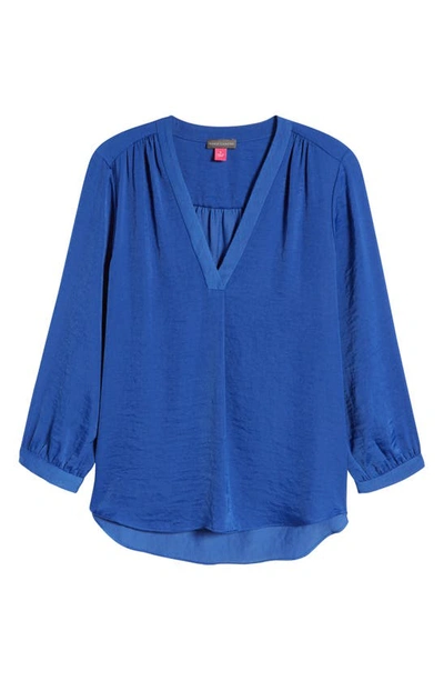 Shop Vince Camuto Rumple Fabric Blouse In Deep Azure