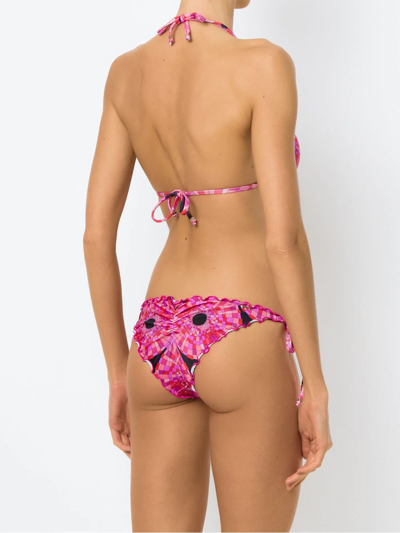 Amir Slama Printed Triangle Bikini Top In Pink
