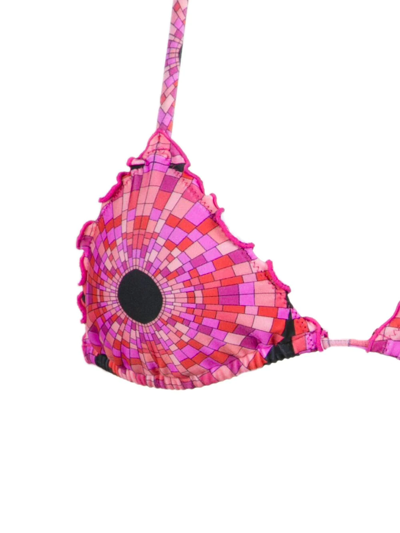 Amir Slama Printed Triangle Bikini Top In Pink