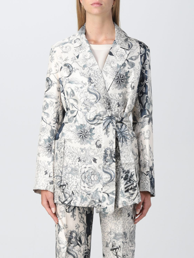 Shop Etro Silk Kimono Jacket In Navy