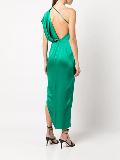 Shop Michelle Mason Asymmetric Open Back Dress In Green
