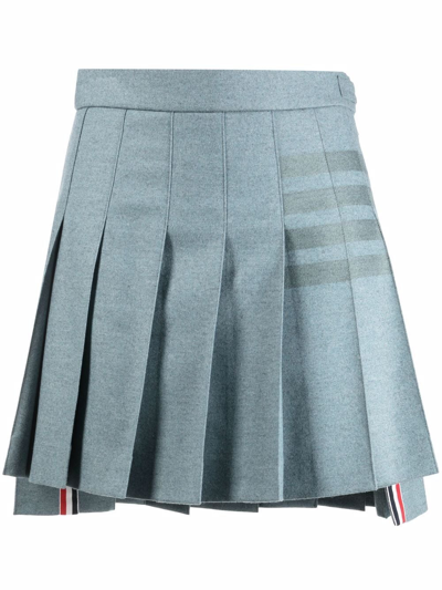 Shop Thom Browne 4-bar Stripe Pleated Skirt In Blue