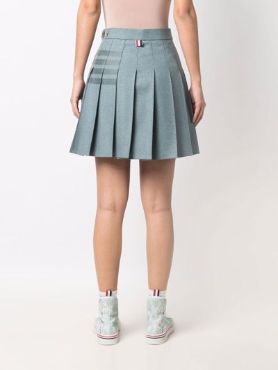 Shop Thom Browne 4-bar Stripe Pleated Skirt In Blue