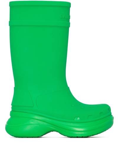 Shop Balenciaga X Crocs Chunky Rain Boots In Green
