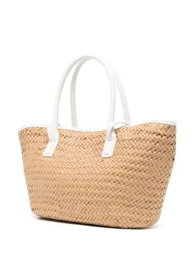 Twinset Pom-pom Woven Tote Bag In Brown | ModeSens