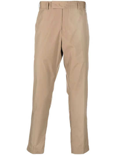Shop Pt Torino Cropped Tapered Trousers In Nude