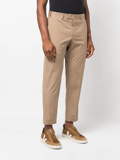 Shop Pt Torino Cropped Tapered Trousers In Nude