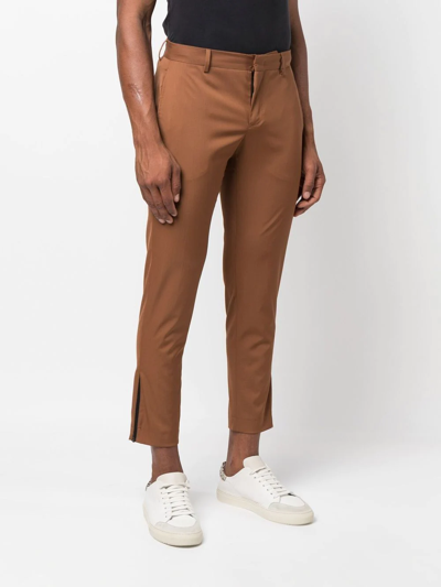 Shop Pt Torino Straight-leg Cropped Trousers In Braun